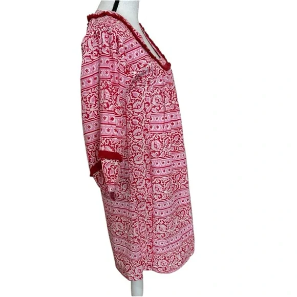 NWT Tuckernuck Pink Red Heatwave Beach Caftan Coverup Dress Balloon Sleeves